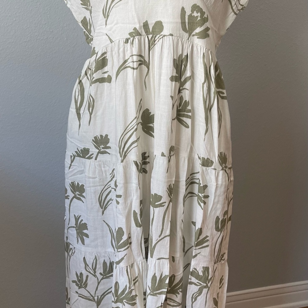 White Closet Elements Maxi Dress with Olive Floral Print